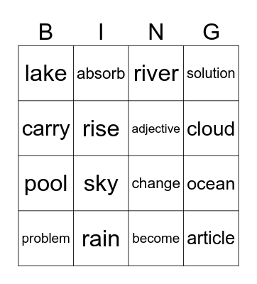 Water for Everyone Vocabulary Bingo Card