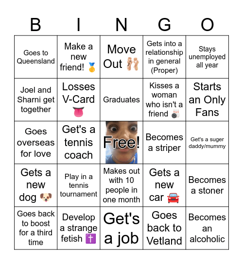 The Sharni Bingo Card