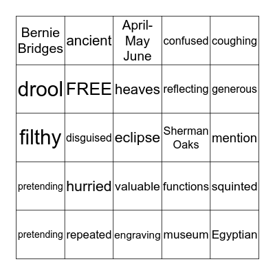 Big Blueberry Barf Off- Chapter 5 Bingo Card
