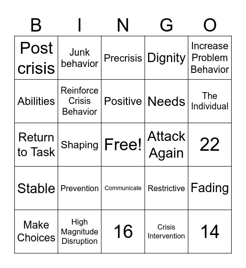 PCM Bingo Card