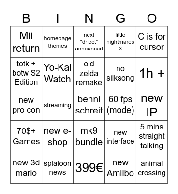 Switch 2 Direct 02.04 Bingo Card