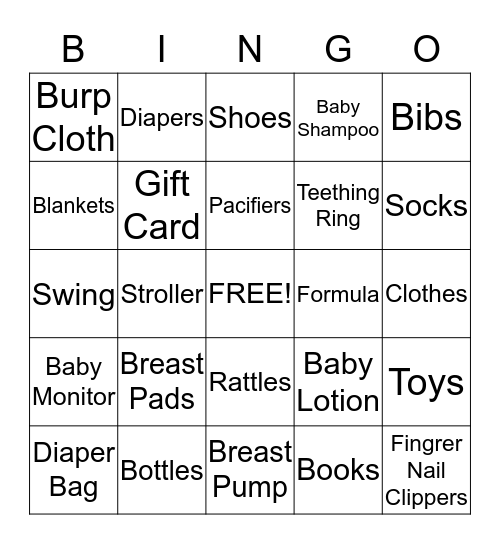 Baby Bingo Card