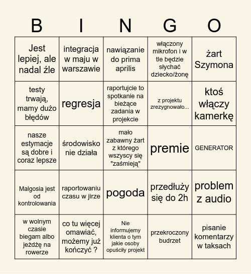 Bingo Arcyspotkanie Bingo Card