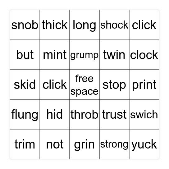 Word Study Week 2 Bingo Card