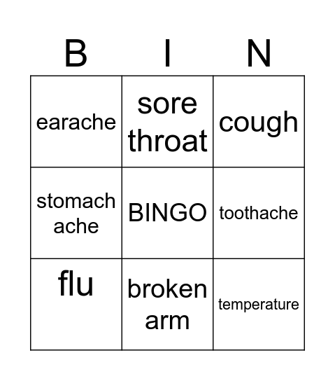 HEALTHY Bingo Card