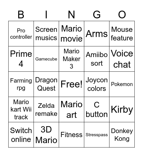 Switch 2 Direct Bingo Card