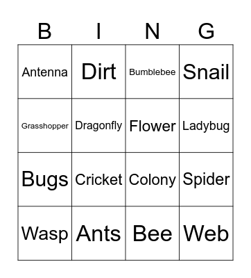 Nature bingo Card
