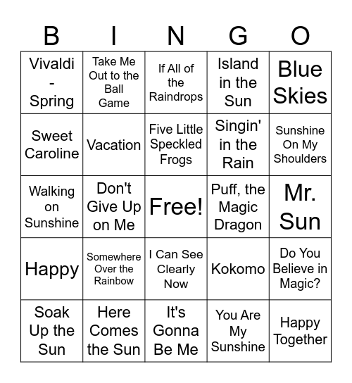 Spring Bingo Version 2 Bingo Card