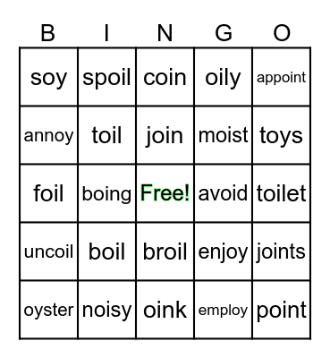 oi/oy Bingo Card