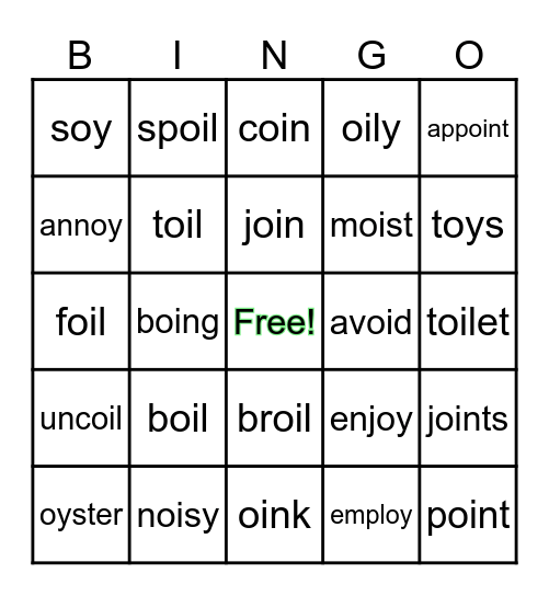 oi/oy Bingo Card
