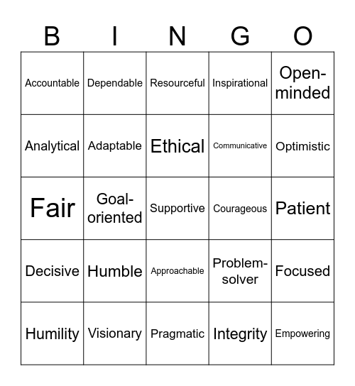 Chapter 9 Bingo Card