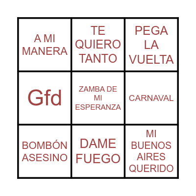 BINGO MUSICAL Bingo Card