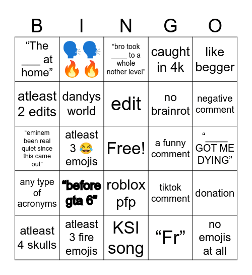 youtube shorts bingo Card