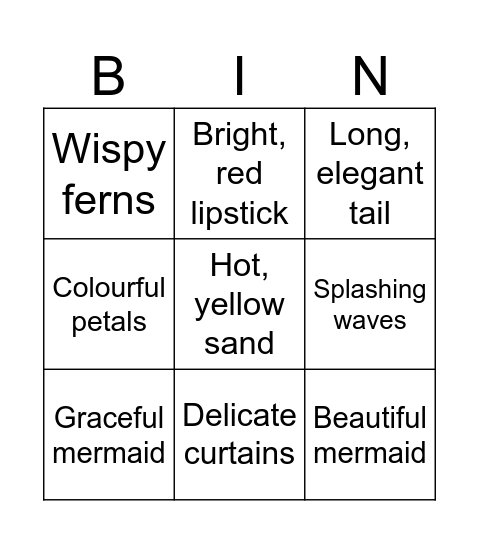 Noun Phrases Bingo Card