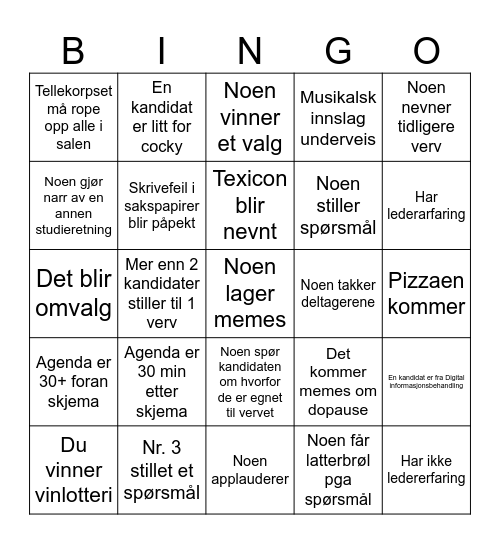 Generalforsamling 2025 Bingo Card