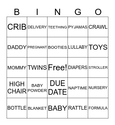 BABY SHOWER Bingo Card