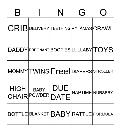 BABY SHOWER Bingo Card