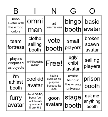 RŌBLOX - Booth Game Bingo (made by @bonuxy) Bingo Card