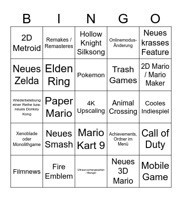 Switch 2 Direct Bingo Card