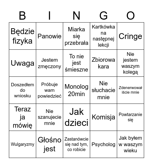 BŚ Bingo Card