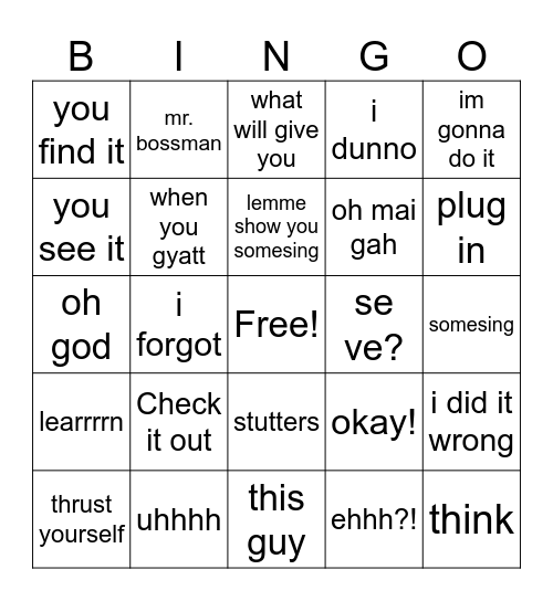 Rodolfo Bingo Card