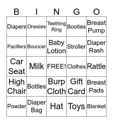 Baby Bingo Card