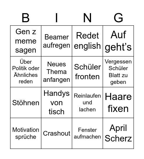 Herr Kren Bingo Card