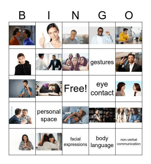 Non-Verbal Communication Bingo Card