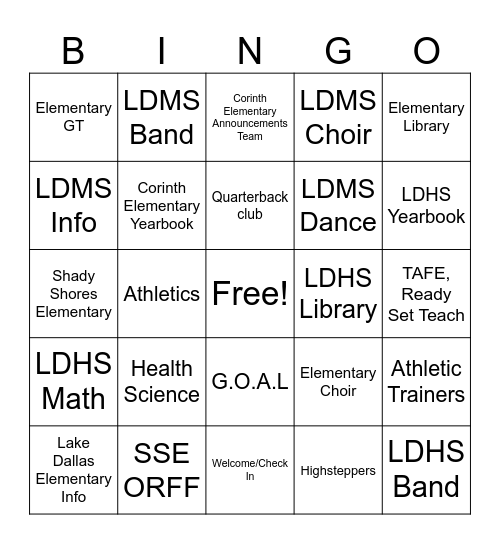 FALCON BINGO Card