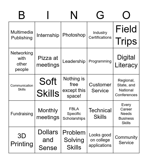 Business CTE Bingo Card