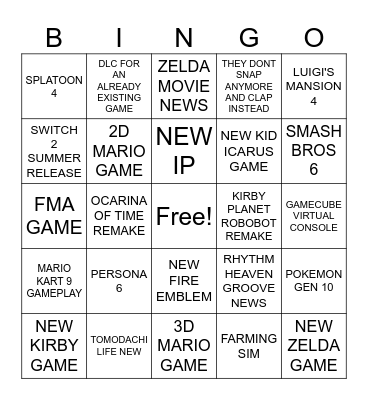 SWITCH 2 DIRECT PREDICTIONS Bingo Card