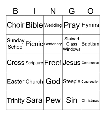 Church Picnic Bingo Card