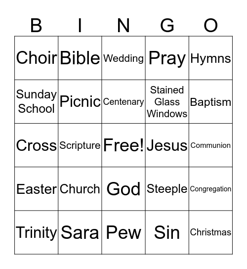 Church Picnic Bingo Card