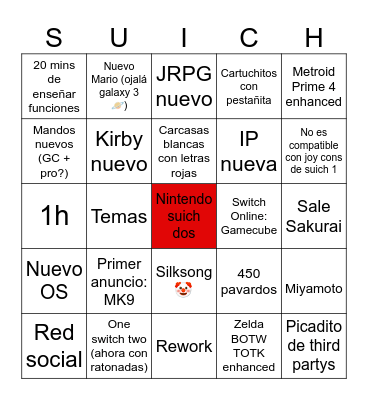 Switch 2 Bingo Card