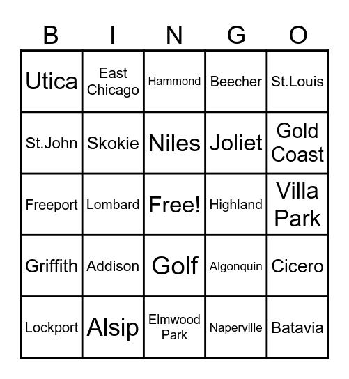 City Bingo Card