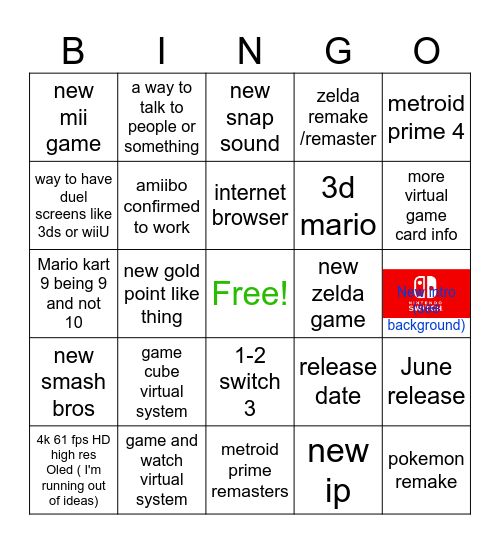 switch 2 direct bingo card Bingo Card