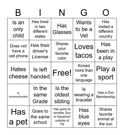 Find someone who... Bingo Card