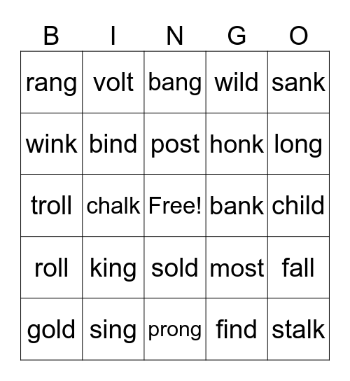 Phonogram Review Bingo Card