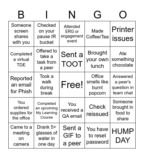April Bingo Card