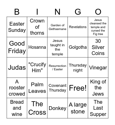Holy Week Bingo! Bingo Card