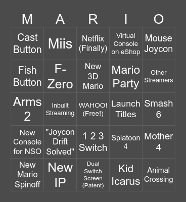 Jack's Switch 2 Direct Bingo Card
