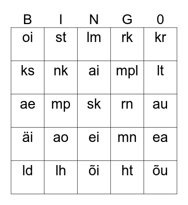 Häälikuühend Bingo Card