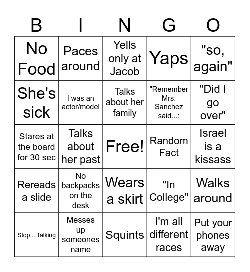 Patrice Bingo Card