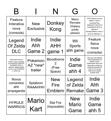 Nintendo Bingo Card