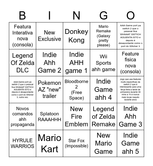 Nintendo Bingo Card