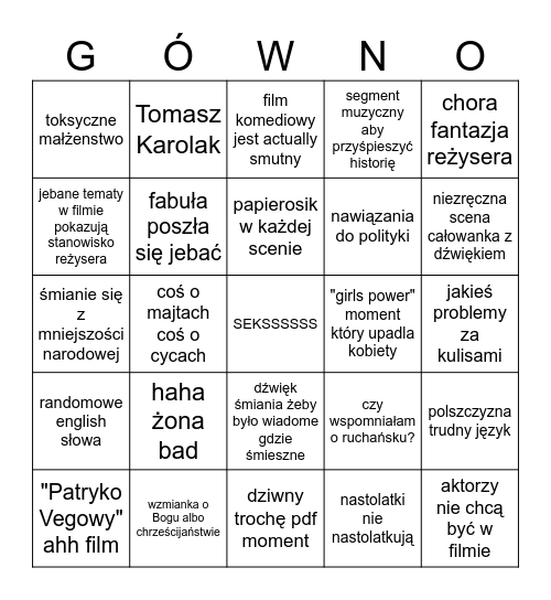 Polska kinematografia bingo Card