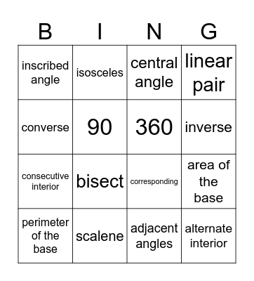 Geometry Bingo Card