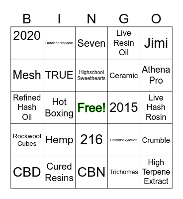 Cannabis BINGO Card