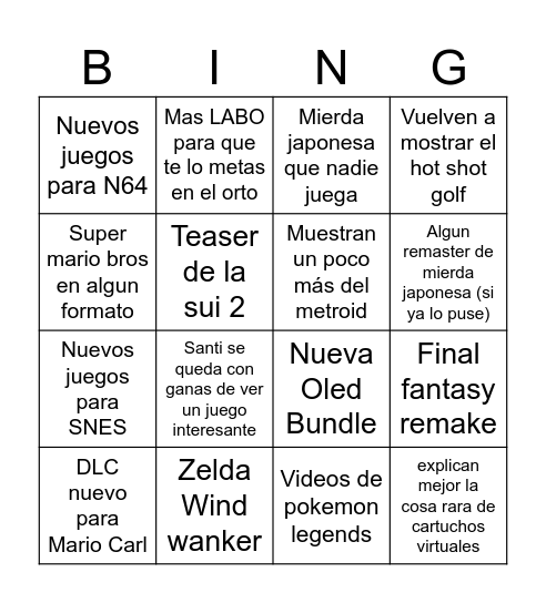 Virgo!! Bingo Card