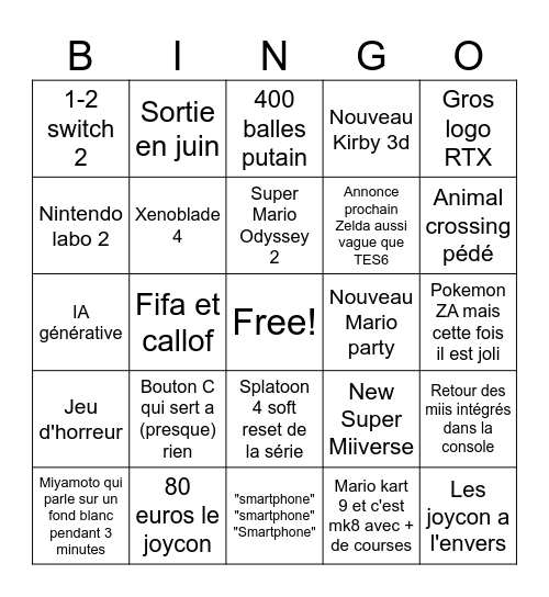 Switch 2 Direct Bingo Card